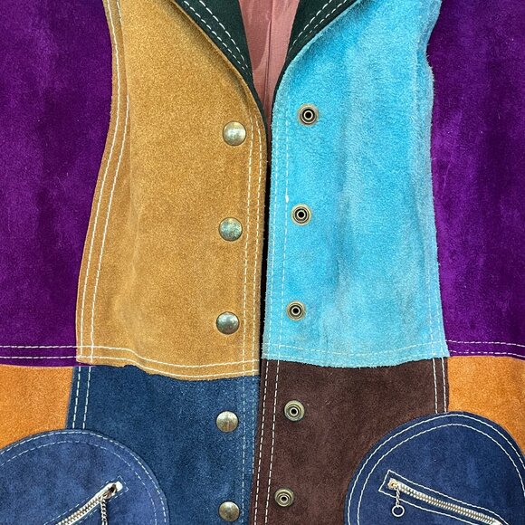 $800 Firm! VINTAGE 70s Patchwork Suede Jacket Boho Funky - Picture 16 of 16